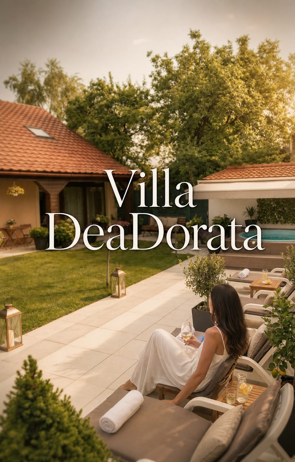 Curtea Villa DeaDorata cu logo decorativ