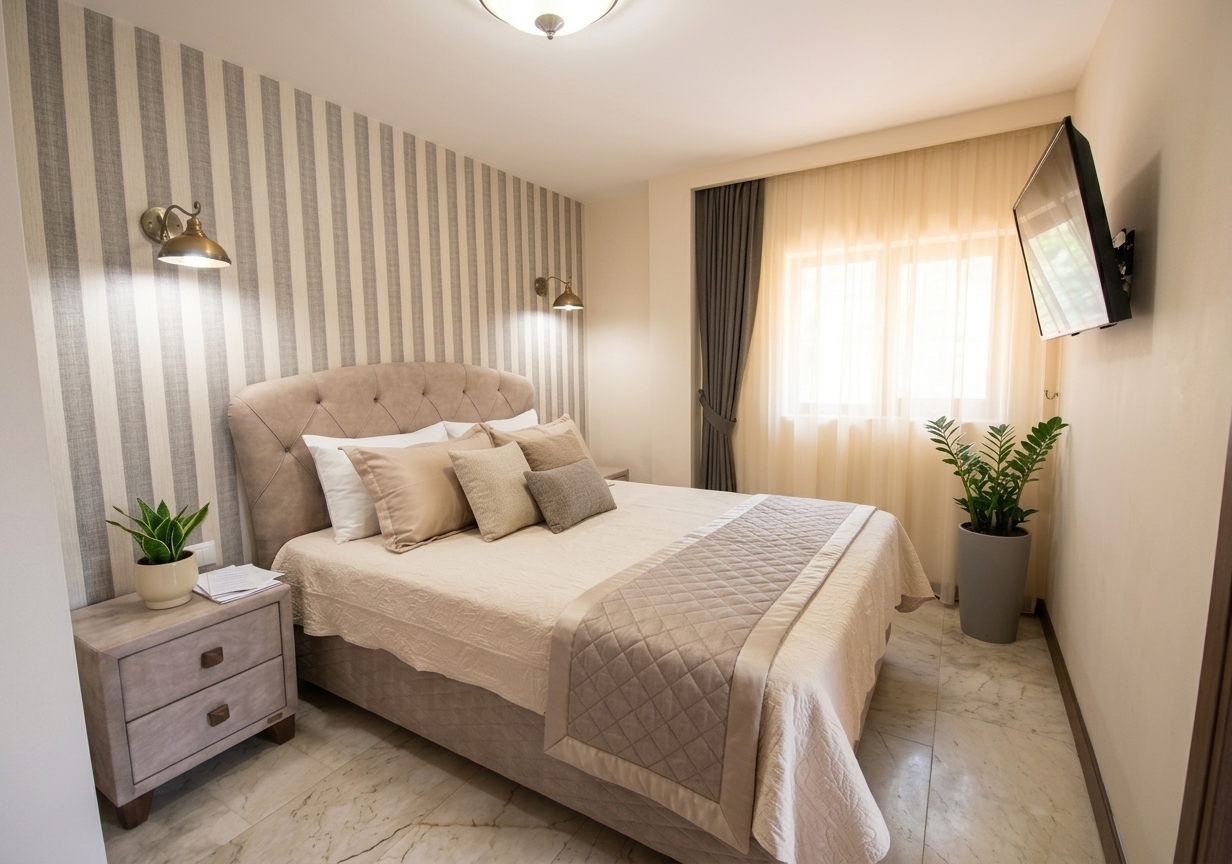 Cameră triplă cu pat matrimonial și pat single la Villa DeaDorata